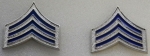 SGT Sergeant Chevron BLUE ENAMEL Silver Pair Collar Pins
